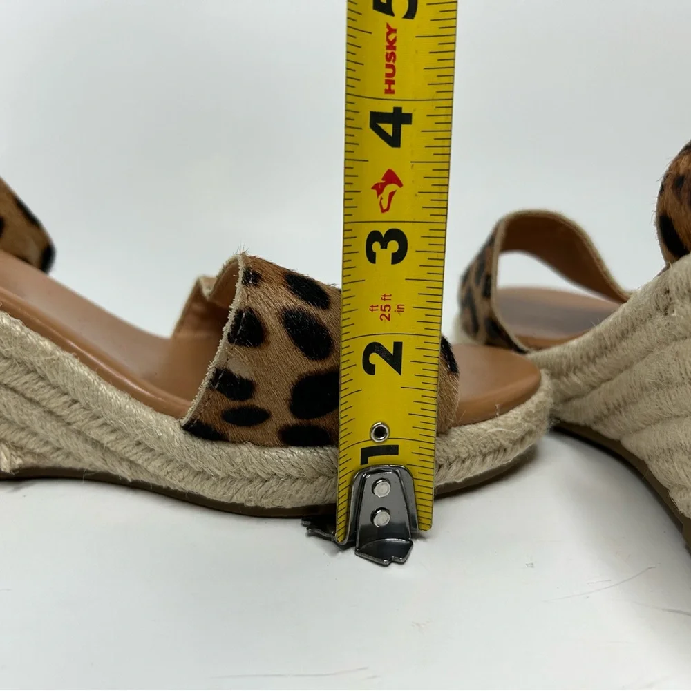 J.Crew Leopard Calf Hair Wedge Espadrille Open Toe Sandal Size 9